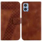 For Motorola Moto E22/E22i 7-shaped Embossed Leather Phone Case(Brown) - 1