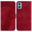 For Motorola Moto E22/E22i Seven-shaped Embossed Leather Phone Case(Red) - 1