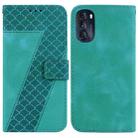 For Motorola Moto G 2022 7-shaped Embossed Leather Phone Case(Green) - 1