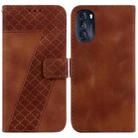 For Motorola Moto G 2022 Seven-shaped Embossed Leather Phone Case(Brown) - 1