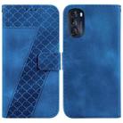 For Motorola Moto G 2022 7-shaped Embossed Leather Phone Case(Blue) - 1