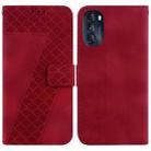 For Motorola Moto G 2022 Seven-shaped Embossed Leather Phone Case(Red) - 1