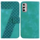 For Motorola Moto G Stylus 4G 2022 7-shaped Embossed Leather Phone Case(Green) - 1