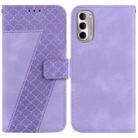 For Motorola Moto G Stylus 4G 2022 7-shaped Embossed Leather Phone Case(Purple) - 1