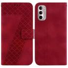 For Motorola Moto G Stylus 4G 2022 7-shaped Embossed Leather Phone Case(Red) - 1