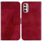 For Motorola Moto G Stylus 4G 2022 Seven-shaped Embossed Leather Phone Case(Red) - 1