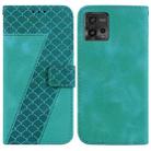 For Motorola Moto G72 7-shaped Embossed Leather Phone Case(Green) - 1