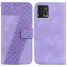 For Motorola Moto G72 Seven-shaped Embossed Leather Phone Case(Purple) - 1