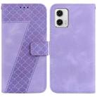 For Motorola Moto G73 7-shaped Embossed Leather Phone Case(Purple) - 1