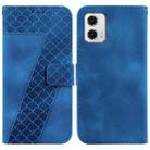 For Motorola Moto G73 7-shaped Embossed Leather Phone Case(Blue) - 1