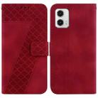 For Motorola Moto G73 7-shaped Embossed Leather Phone Case(Red) - 1