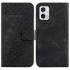 For Motorola Moto G73 7-shaped Embossed Leather Phone Case(Black) - 1