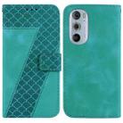 For Motorola Edge 30 Pro 7-shaped Embossed Leather Phone Case(Green) - 1
