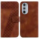 For Motorola Edge 30 Pro 7-shaped Embossed Leather Phone Case(Brown) - 1