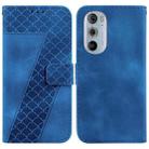 For Motorola Edge 30 Pro 7-shaped Embossed Leather Phone Case(Blue) - 1