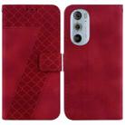 For Motorola Edge 30 Pro 7-shaped Embossed Leather Phone Case(Red) - 1