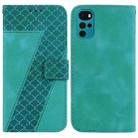 For Motorola Moto G22 7-shaped Embossed Leather Phone Case(Green) - 1
