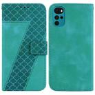 For Motorola Moto G22 Seven-shaped Embossed Leather Phone Case(Green) - 1