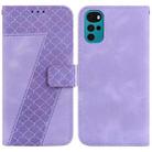 For Motorola Moto G22 7-shaped Embossed Leather Phone Case(Purple) - 1