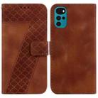 For Motorola Moto G22 Seven-shaped Embossed Leather Phone Case(Brown) - 1