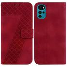 For Motorola Moto G22 Seven-shaped Embossed Leather Phone Case(Red) - 1