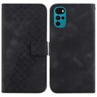 For Motorola Moto G22 Seven-shaped Embossed Leather Phone Case(Black) - 1