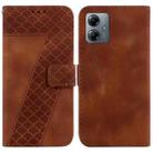 For Motorola Moto G14 Seven-shaped Embossed Leather Phone Case(Brown) - 1