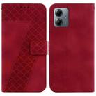 For Motorola Moto G14 7-shaped Embossed Leather Phone Case(Red) - 1