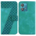 For Motorola Edge 40 Neo Seven-shaped Embossed Leather Phone Case(Green) - 1