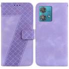 For Motorola Edge 40 Neo 7-shaped Embossed Leather Phone Case(Purple) - 1