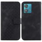 For Motorola Edge 40 Neo Seven-shaped Embossed Leather Phone Case(Black) - 1