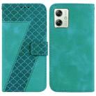 For Motorola Moto G54 Seven-shaped Embossed Leather Phone Case(Green) - 1