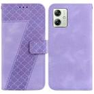 For Motorola Moto G54 7-shaped Embossed Leather Phone Case(Purple) - 1