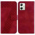 For Motorola Moto G54 Seven-shaped Embossed Leather Phone Case(Red) - 1