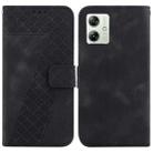 For Motorola Moto G54 Seven-shaped Embossed Leather Phone Case(Black) - 1