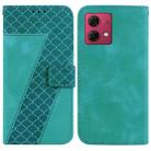 For Motorola Moto G84 7-shaped Embossed Leather Phone Case(Green) - 1