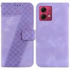 For Motorola Moto G84 Seven-shaped Embossed Leather Phone Case(Purple) - 1