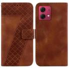 For Motorola Moto G84 7-shaped Embossed Leather Phone Case(Brown) - 1