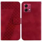 For Motorola Moto G84 7-shaped Embossed Leather Phone Case(Red) - 1