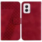 For Motorola Moto G Power 5G 2024 7-shaped Embossed Leather Phone Case(Red) - 1