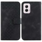 For Motorola Moto G Power 5G 2024 Seven-shaped Embossed Leather Phone Case(Black) - 1