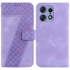 For Motorola Edge 50 Pro 7-shaped Embossed Leather Phone Case(Purple) - 1