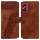 For Motorola Edge 50 Fusion Seven-shaped Embossed Leather Phone Case(Brown) - 1