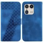 For Motorola Edge 50 Ultra Seven-shaped Embossed Leather Phone Case(Blue) - 1