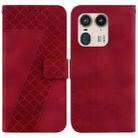 For Motorola Edge 50 Ultra Seven-shaped Embossed Leather Phone Case(Red) - 1