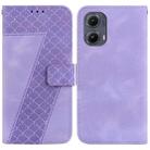 For Motorola Edge 2024 Seven-shaped Embossed Leather Phone Case(Purple) - 1
