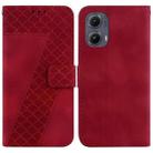 For Motorola Edge 2024 Seven-shaped Embossed Leather Phone Case(Red) - 1