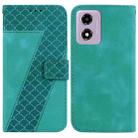 For Motorola Moto G04s / Moto E14 Seven-shaped Embossed Leather Phone Case(Green) - 1