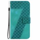 For Motorola Moto G04s / Moto E14 Seven-shaped Embossed Leather Phone Case(Green) - 2