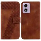 For Motorola Moto G04s / Moto E14 Seven-shaped Embossed Leather Phone Case(Brown) - 1